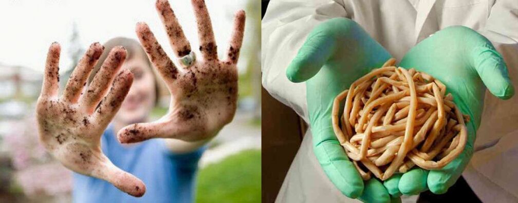 Les parasites peuvent pénétrer dans le corps par des mains sales.